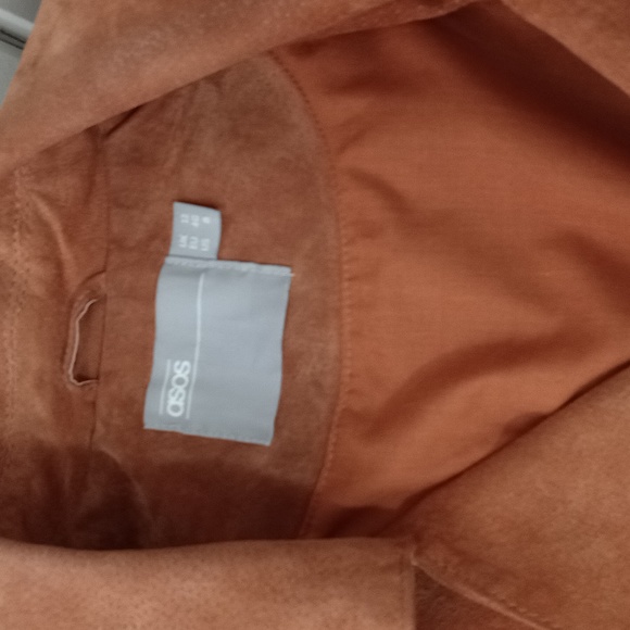 ASOS 100% REAL SUEDE LEATHER JACKET CAMEL/Rust color - Picture 3 of 14